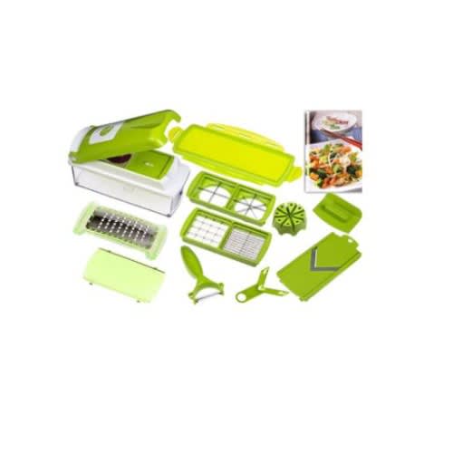 11-piece Fruit And Vegetable Chopper And Slicer Set White/green