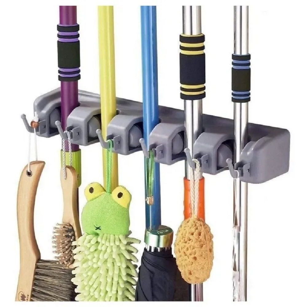 5grips& 6hooks Cleaning Brush/Mop Holder Wall Mounted Hanger