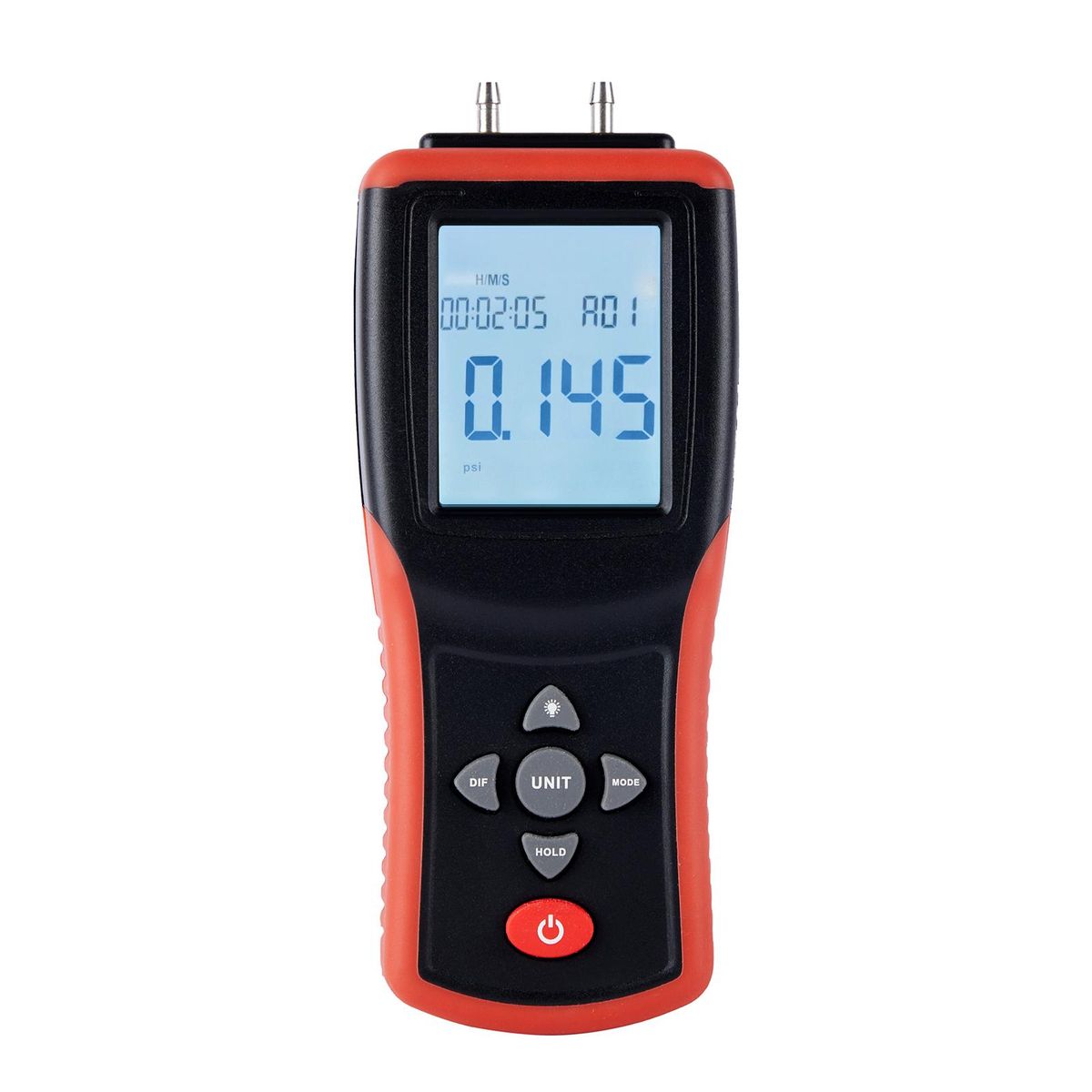 Digital Manometer 2.4-inch LCD High Precision Hand-held Dual-port Manometer &plusmn;2Psi Differential Air Pressure Gauge Tester with 12 Units