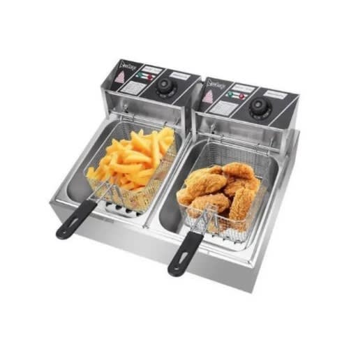 Commercial Double Stainless Steel Deep Fryer -12l - Og-df12
