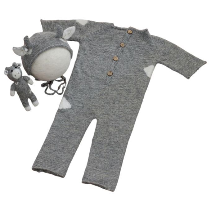 Baby Jumpsuit Fashionable Button Closure For Christmas Spring Gray