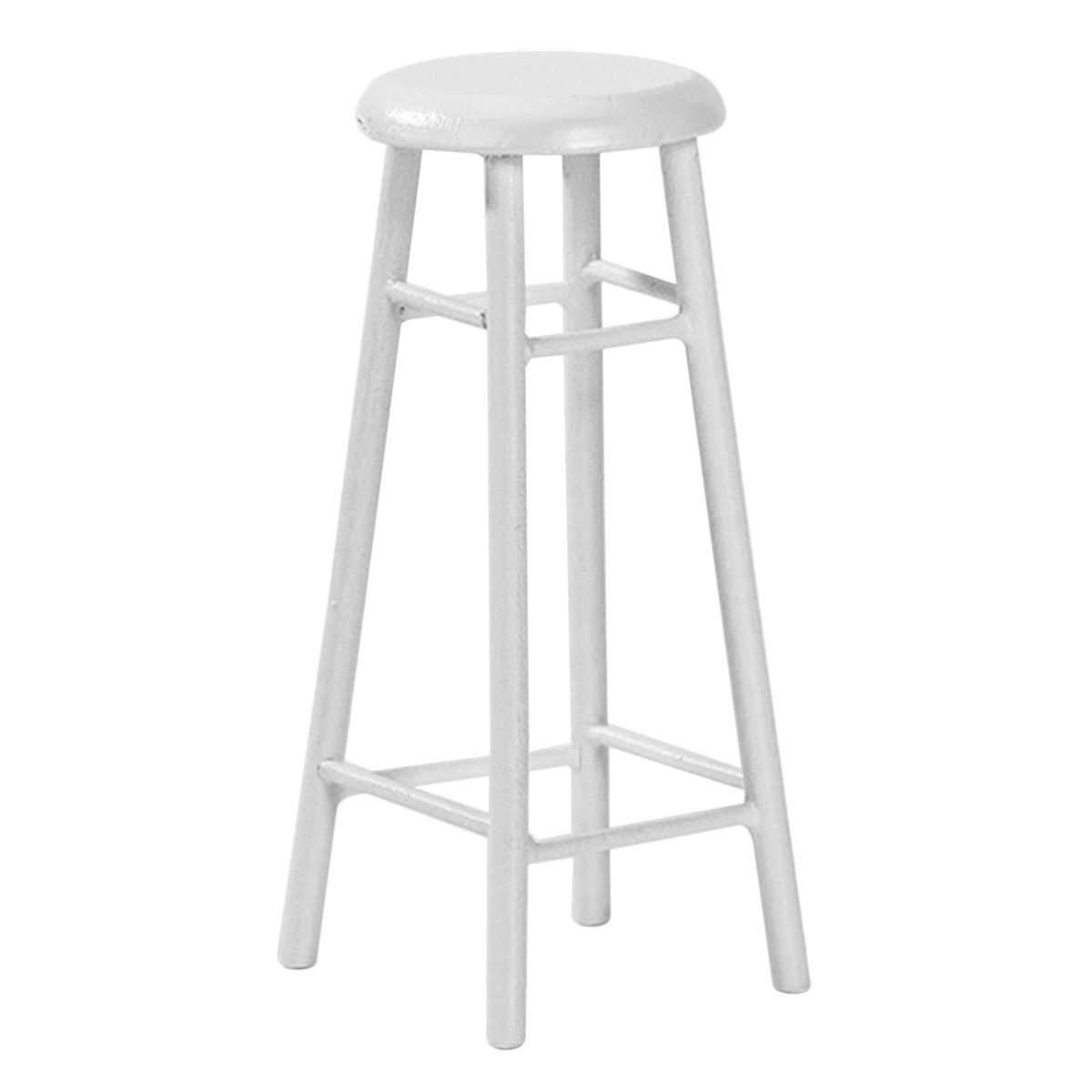 1/12 Dollhouse Wood High-Foot Small Round Stool Miniature