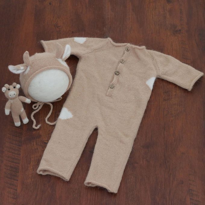 Baby Jumpsuit Fashionable Button Closure For Christmas Spring Khaki