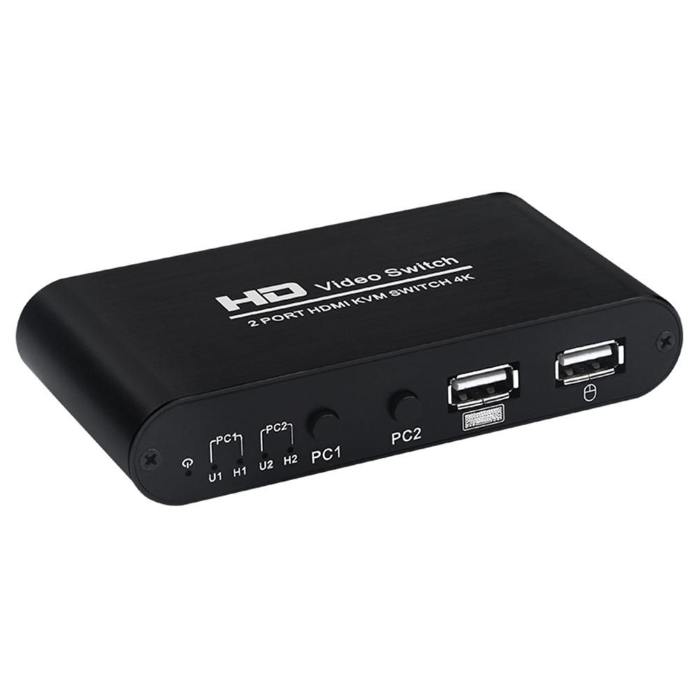 2 in 1 Out HDMI KVM Switch Dual Displays Support 4K 30Hz/Mouse Keyboard Sharing/Audio & Video Sync Output Easy to Switch Black