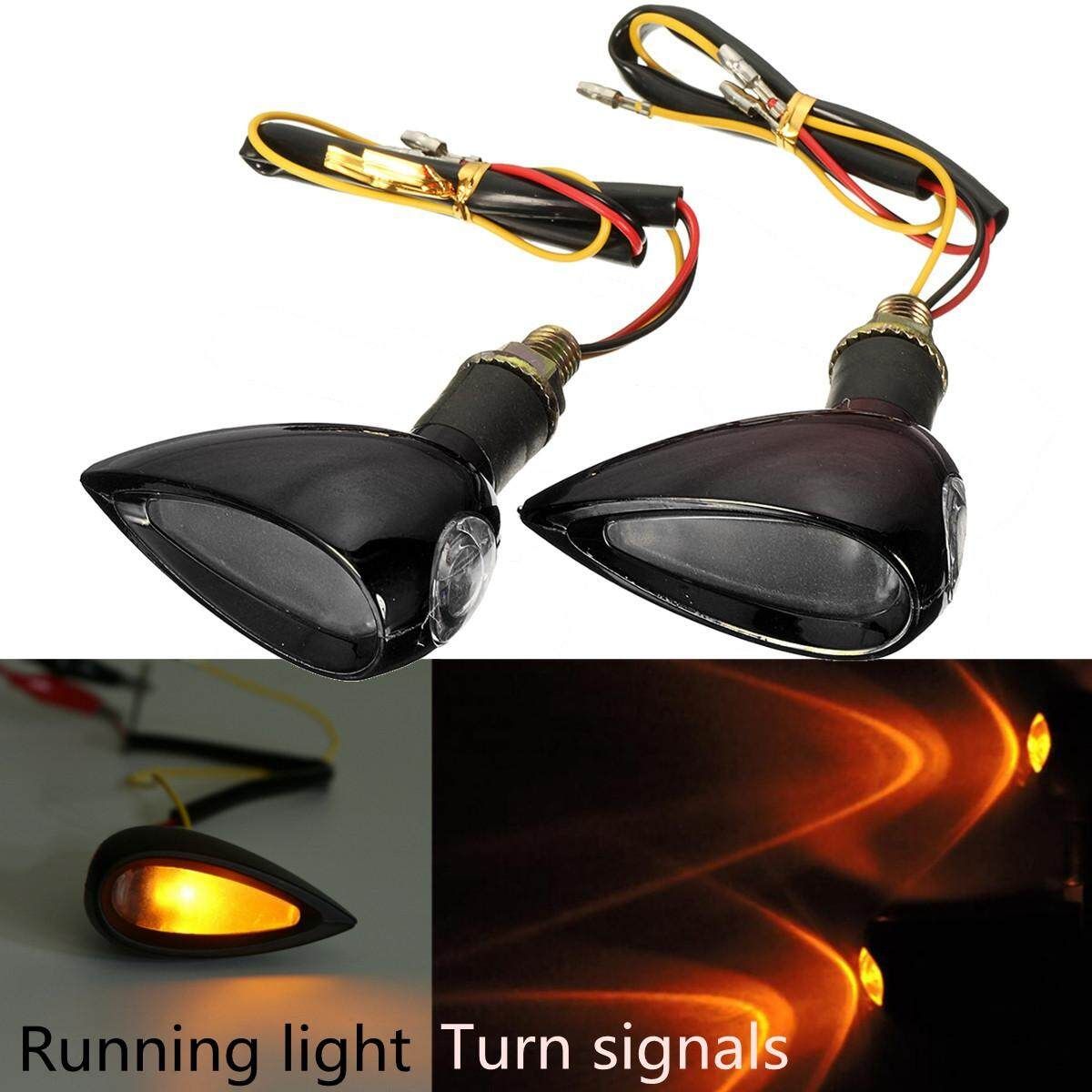 1 Pair Universal Motorcycle LED Turn Signal Running Amber Light Indicator Bullet #Black Black Shell