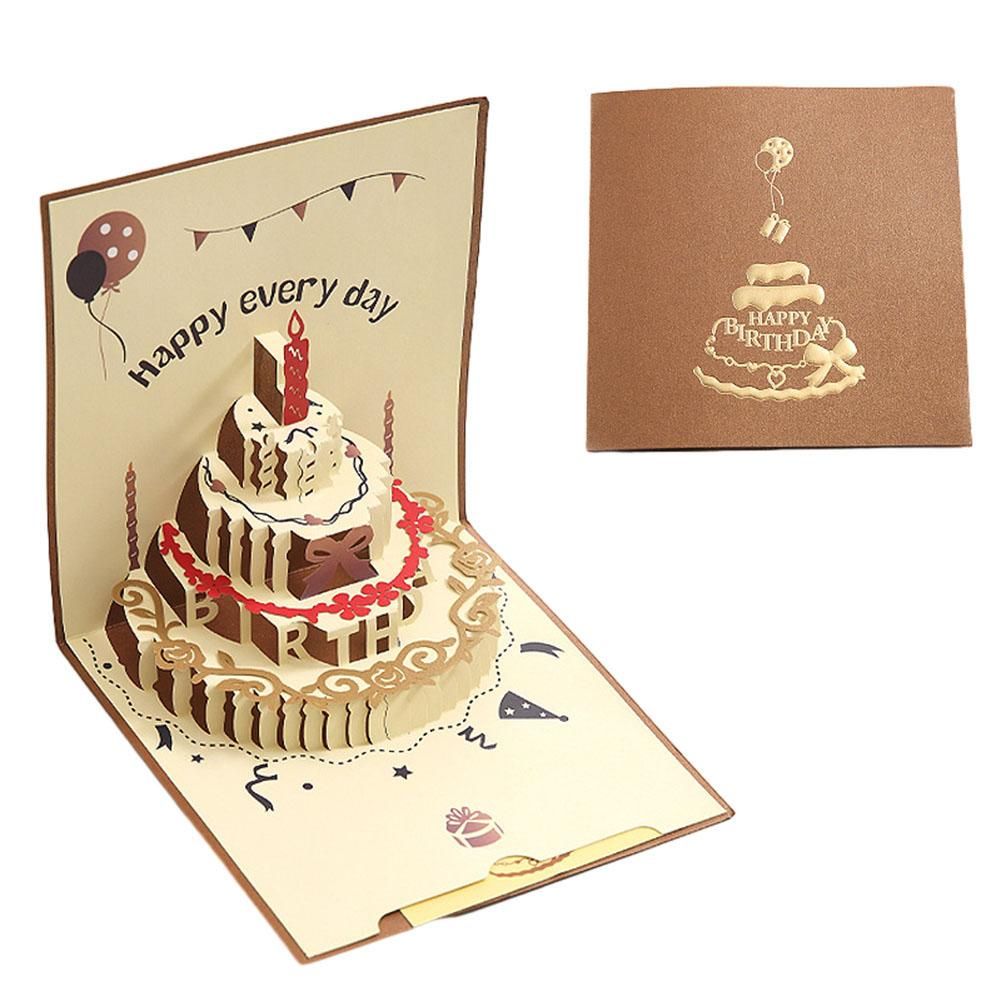Birthday 3D Greeting Card Foldable Congratulation Postcard