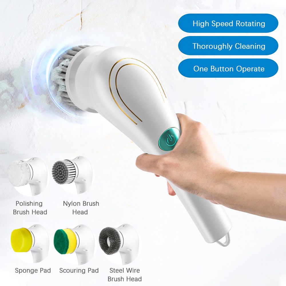 Multifunctional Cordless Electric Cleaning Brush & 5 Heads