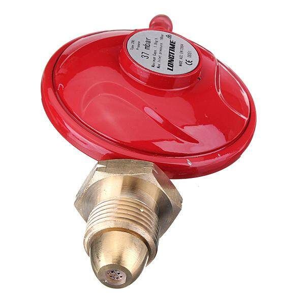 Red 37mbar Propane LPG Gas Regulator 8mm Gas Nozzle For Caravan BBQ Hose