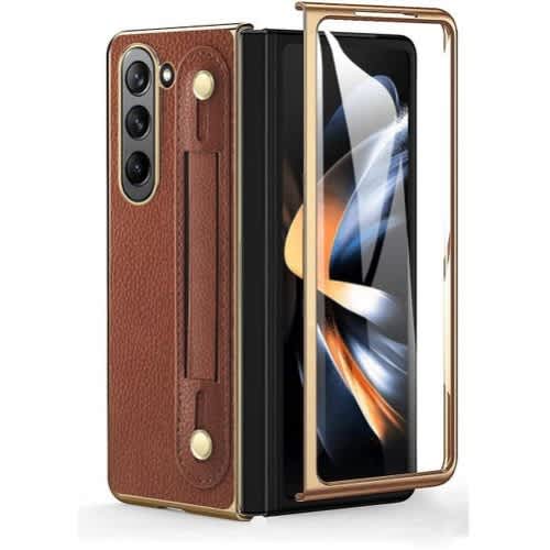 Lightweight Pouch Back Phone Cover For  Samsung Galaxy Z Fold 5 - Brown