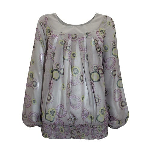 Women Kaleidoscope Grey Print Long Sleeve Top