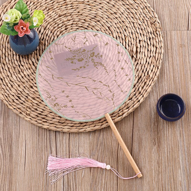Favors Vintage And Silk Semi-transparent Scalding Ancient Fan Han Chinese Bambu Gifts Fan Gold Hand Round Dance Wedding Women's