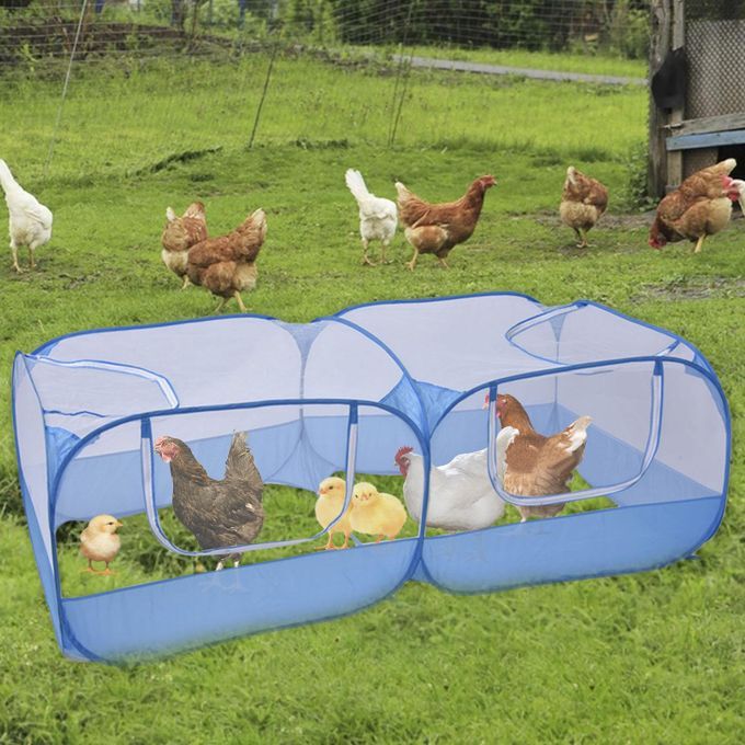 Small Animal Playpen Chicken Coop Foldable Dog Pet Cage Tent Blue