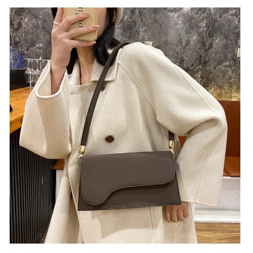 Single Shoulder Messenger Handbag - 18X7X13cm - -Brown