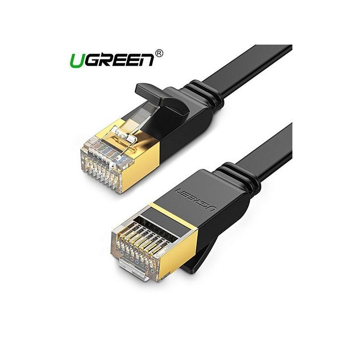 1 Meter Flat Ethernet Cable Cat7 RJ45 Network Patch Cable Flat 10 Gigabit 600Mhz Lan Wire Cable Cord Shielded For Modem, Router, PC, Mac, Laptop, PS2, PS3, PS4, XBox, And XBox 360 Black By HonTai