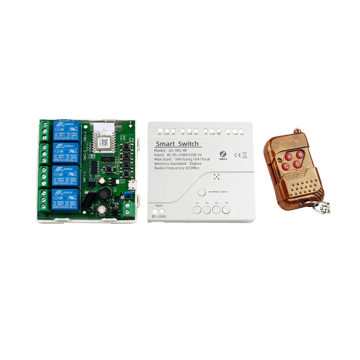 4CH Tuya Zigbee Smart Switch Module+Remote 85-250V Relay