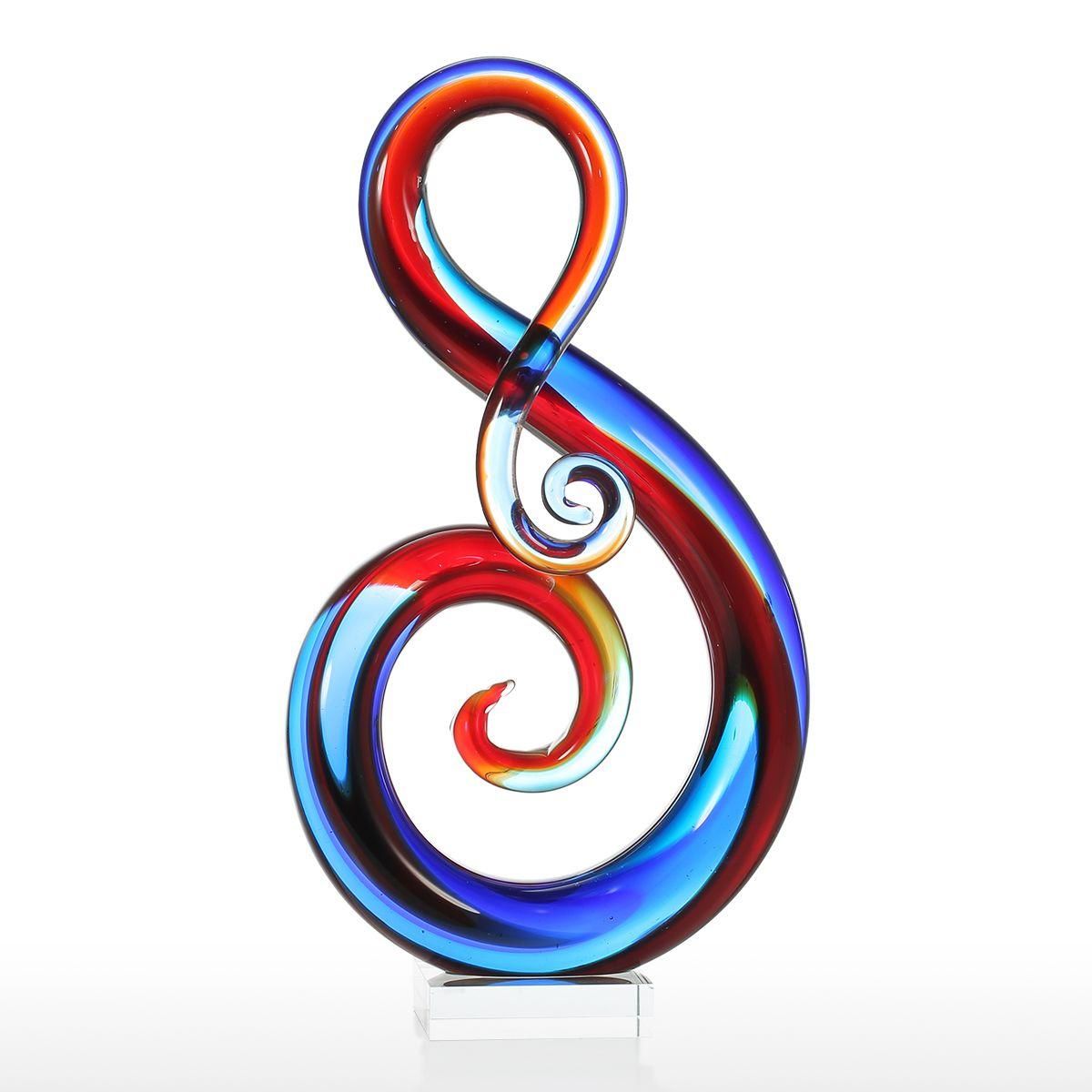 Tooarts Music Note Glass Sculpture Home Decor Abstract Ornament Gift Craft Decoration