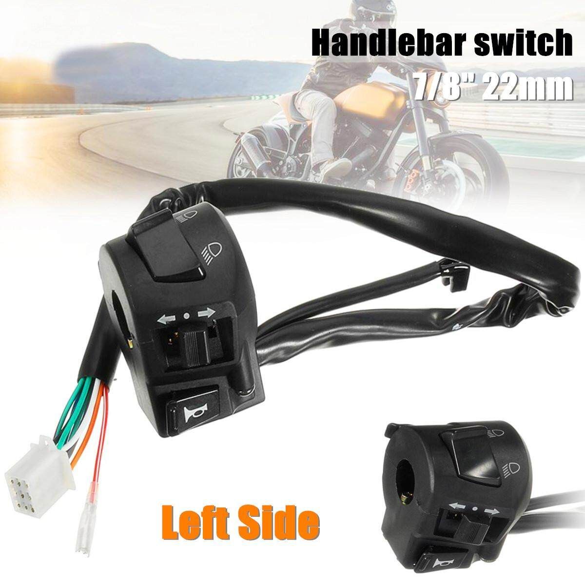 Motorcycle 7/8" Handlebar Horn Turn Signal Light Hi/Lo Beam PASS Left Switch J02