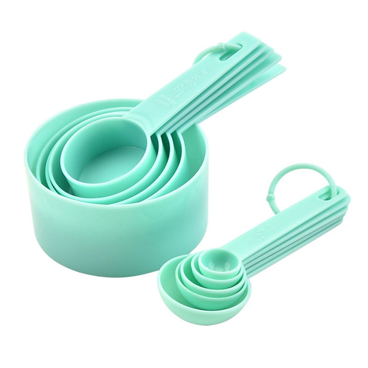 10PcsSet Measuring Cup Multi-sizes Measurement Spoon Green
