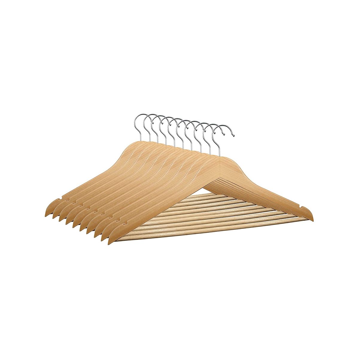 10 x Wooden Clothes Hangers 445 x 23cm Wooden Hangers Wooden Clothes Hangers 360 Degree Rotation