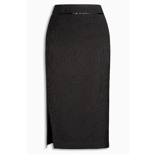 Metallic Spot Side Split Pencil Skirt - Black