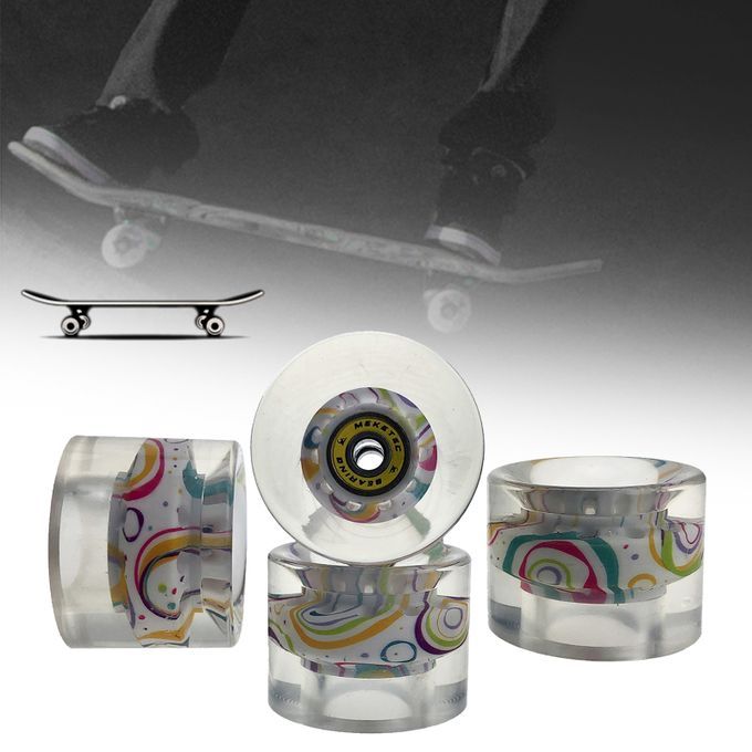 4x Durable 80A Skateboard Wheels With Bearings Hardness Yellow Circle