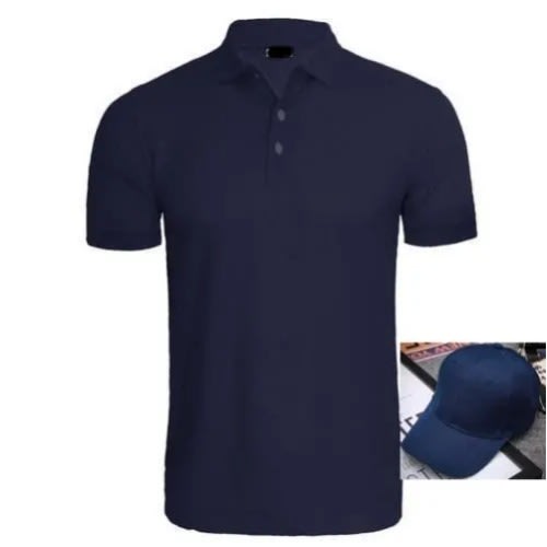 Men's Polo T-Shirt & Cap - Navy Blue