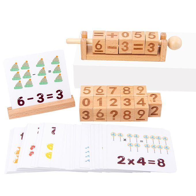 Wooden Number Blocks Moveable Spinning Number Matching