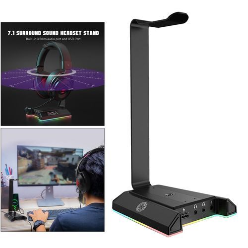 Desk Gaming Headset Stand Holder Hook Aluminum RGB 7.1 Sound