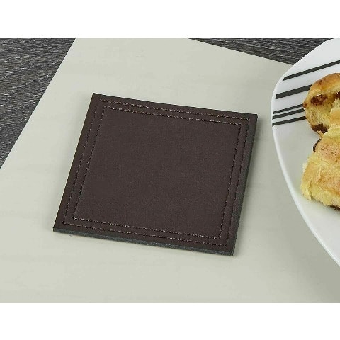 CreativeTops - Bonded Leather Coasters For Cups x4 -  10 x 10 cm - Coffee Brown