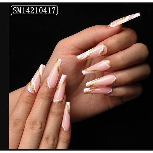 Ballet Coffin Full Cover Long Press-on Nail Tips - Sm14210417 - 24 Pieces