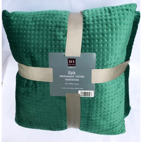 2pc Embossed Velvet Throw Pillows  - Green