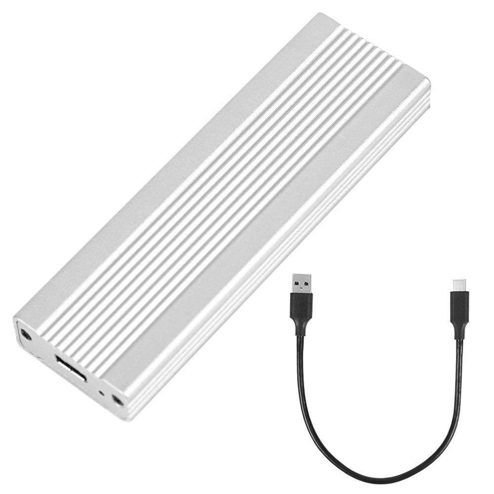 M.2 NVMe/SATA Dual Protocol Mobile Hard Disk Case USB3.1 Type-C External SSD Enclosure Aluminum Alloy Shell Silver