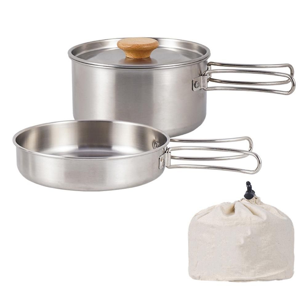 Outdoor Stainless Steel Camping Pot Set Portable Picnic