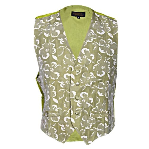 Classic Patterned  Waistcoat - Lemon & White - MWC-1381