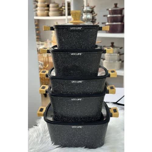 Grade Cookware Sets- 5 Set Granite Casserole Pot Set