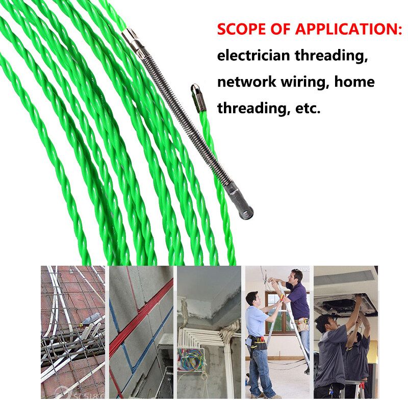 5/10/15/20/25/30/50m Electrical Fish Tape Cable Push Puller Rodder POM Wire 4mm 20m