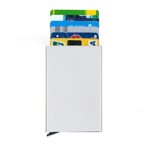 Stainless Metal Atm Pop Up Credit Card Holder- Silver