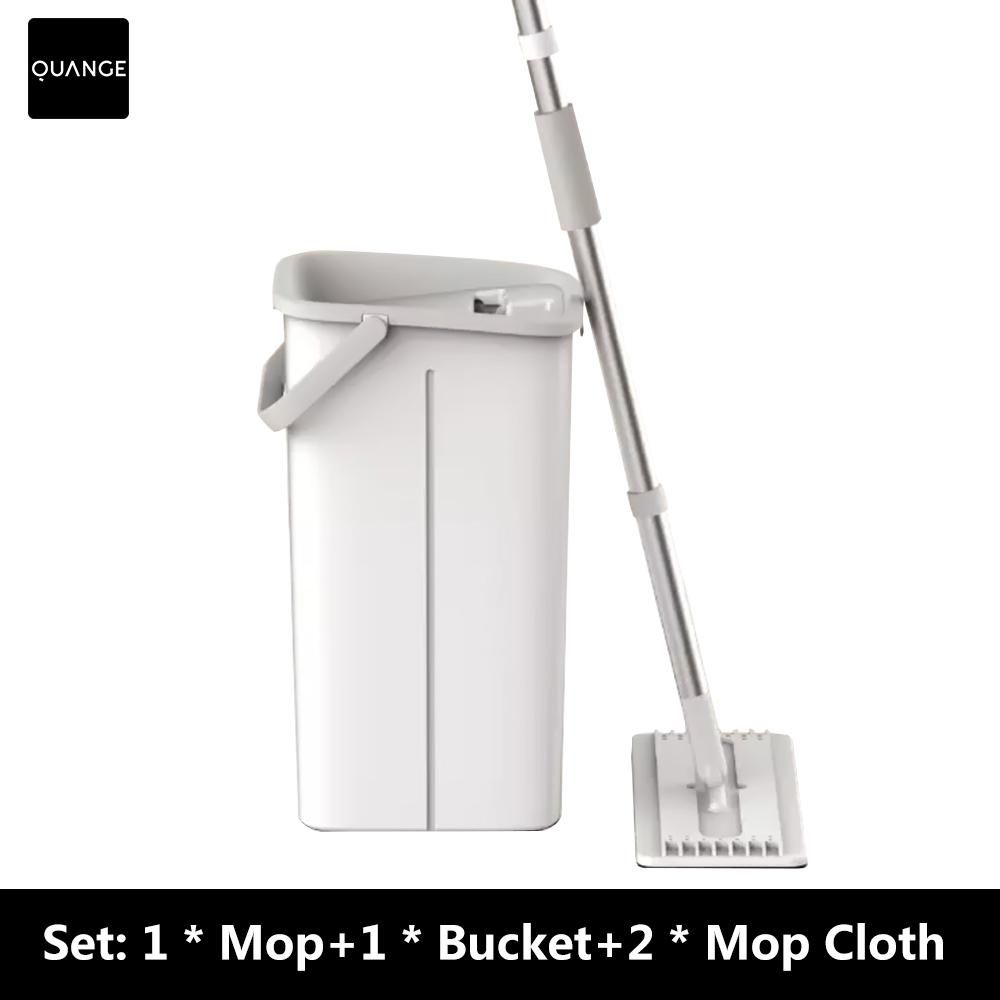 QUANGE Spin Mop Set Lazy Spray Mops Wooden Floor Ceramic Tile Automatic Flat Squeeze Mop Floor Cleaner For Home Cleaning Tool Household With Bucket