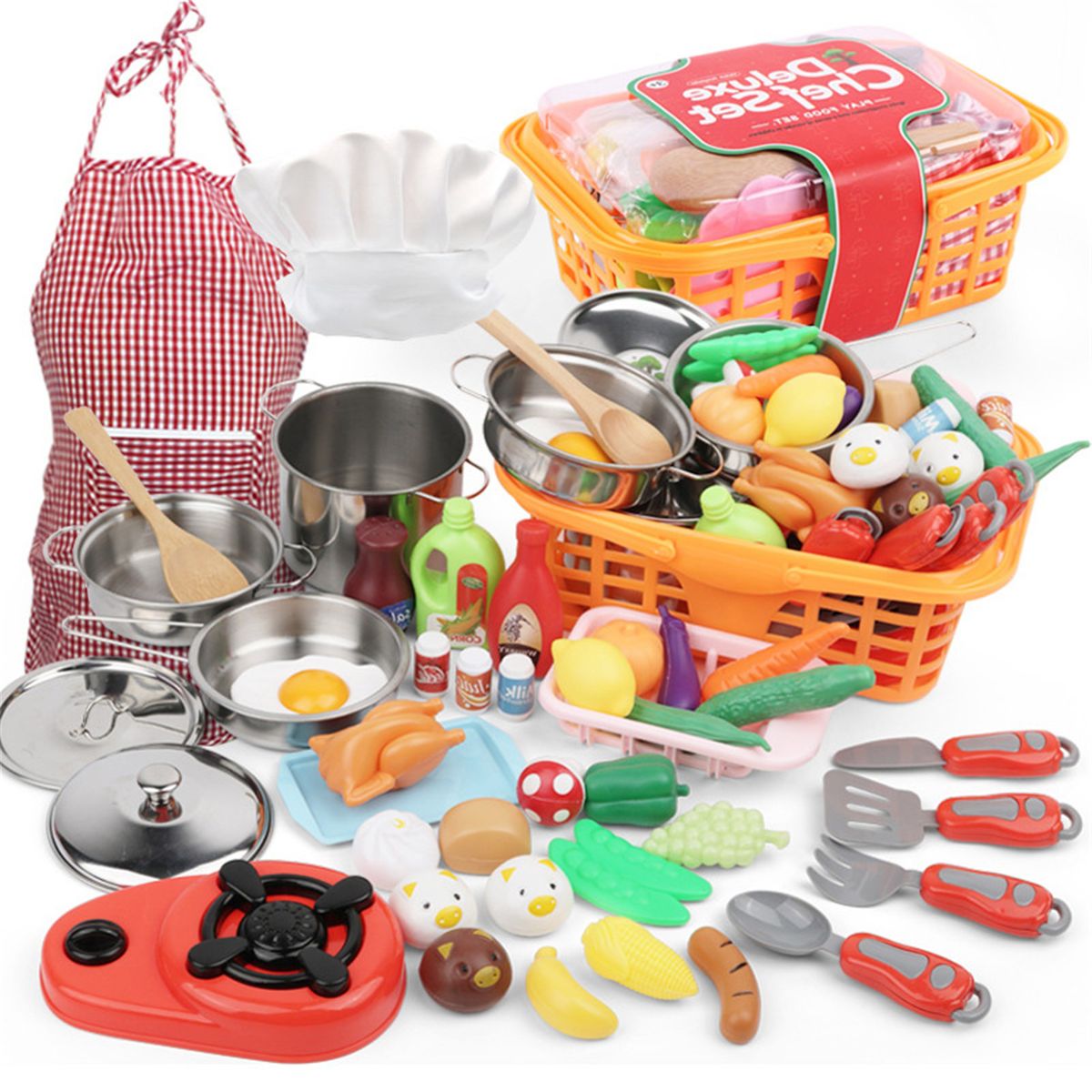 Mini Kitchen Children Cookware Pot Pan Cook Play Toy Set
