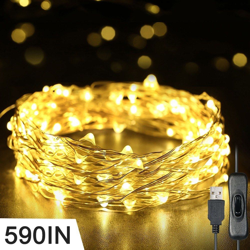 Fairy Lights 590in 150 LEDs String Lights USB IP65