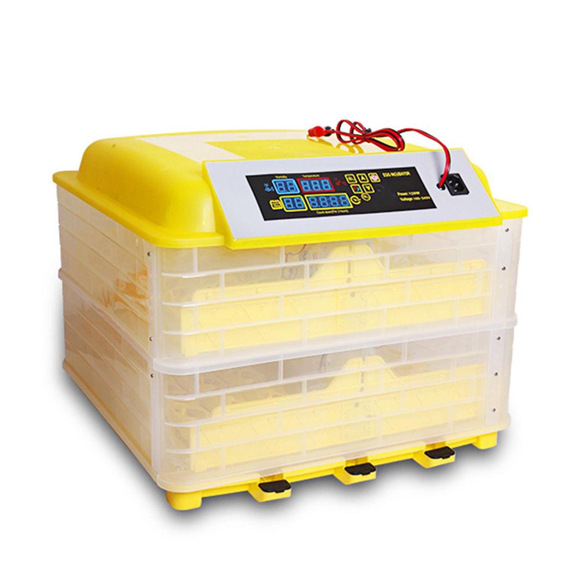 12V + 220V Digital Egg Incubator 112 Eggs Poultry Hatcher Machine with Fan Egg Turner LCD Display Temperature Humidity Alarm Function Automatic Poultry Hatchers for for Chicken Ducks Quail Birds