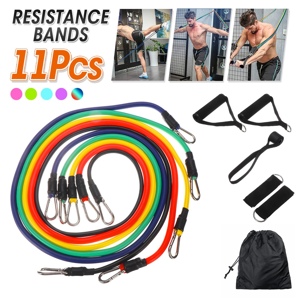 11PCS Resistance Bands Set Bodybuilding Home Gym Equipment Professional Weight-C