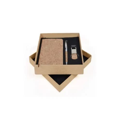 Eco Friendly Cork Diary With Pen And Key Holder Gift Set