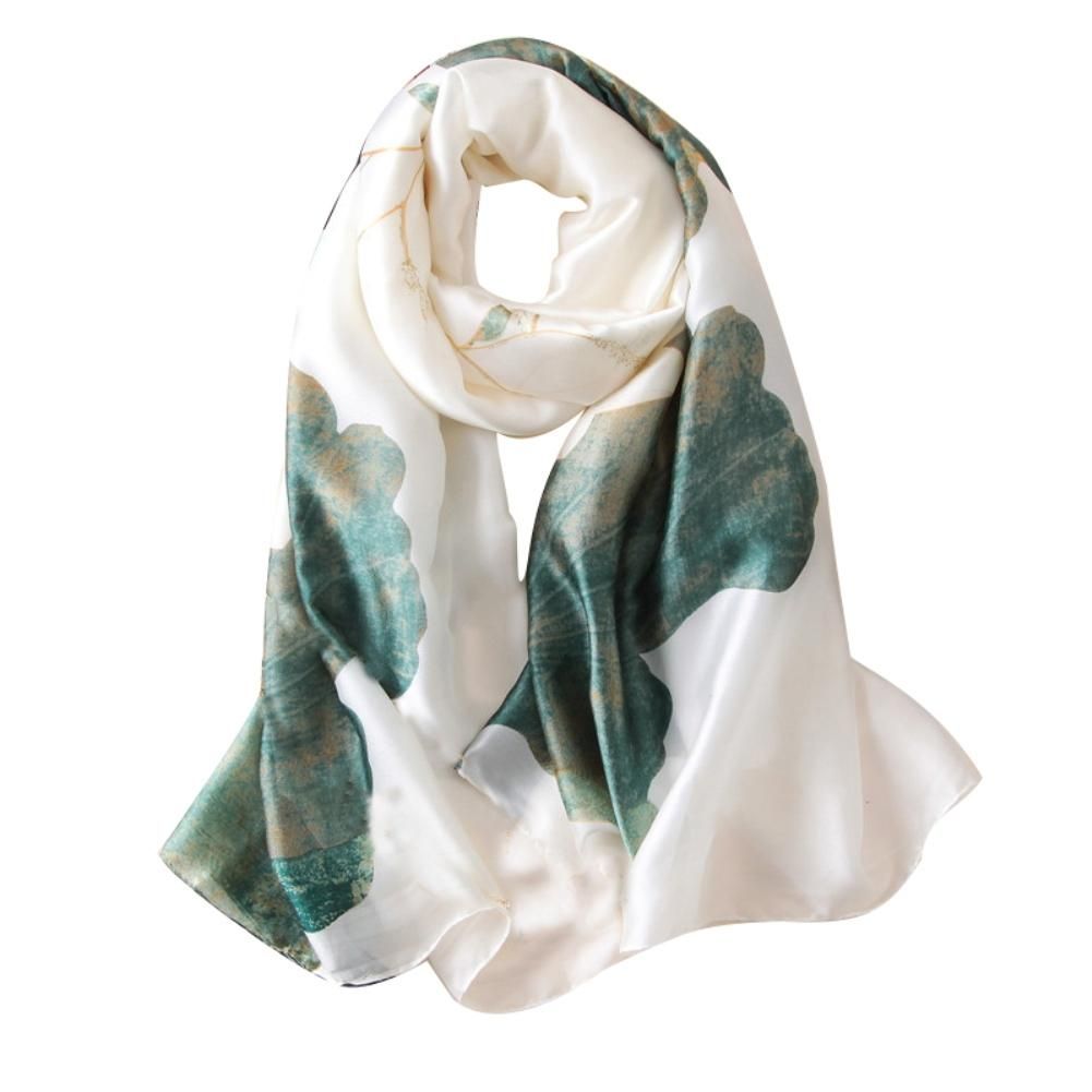 Women Stylish Floral Print Long Neck Scarf Hijab-F52 Beige