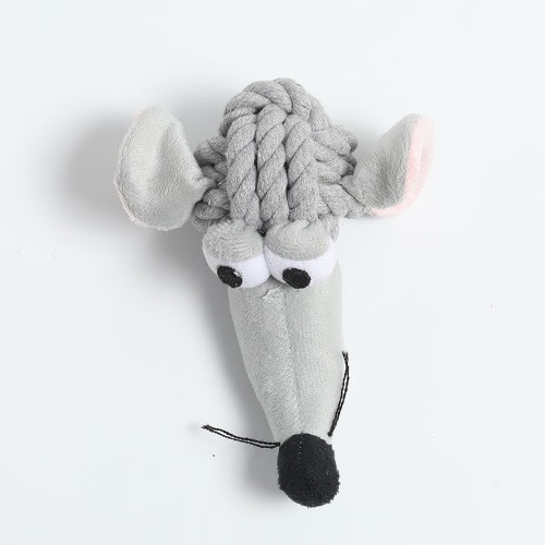 TD Plush Braided Dog Rope Mice Toy - Grey