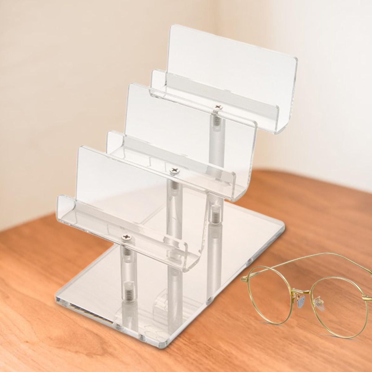 Acrylic Jewelry Display Riser Shelf Durable Glasses Rack