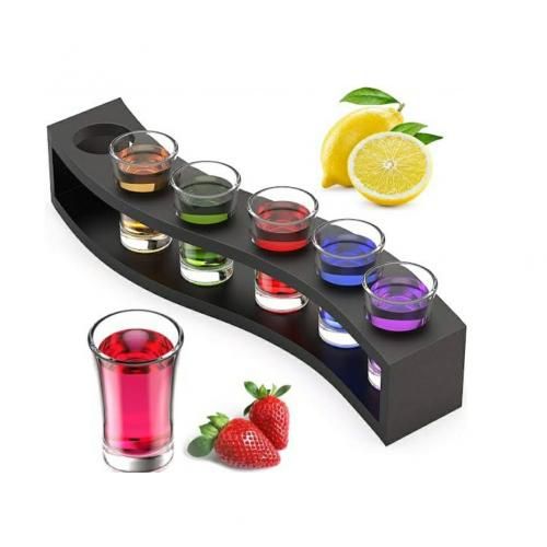 6 Solid Tequila Shot Glasses + Holder