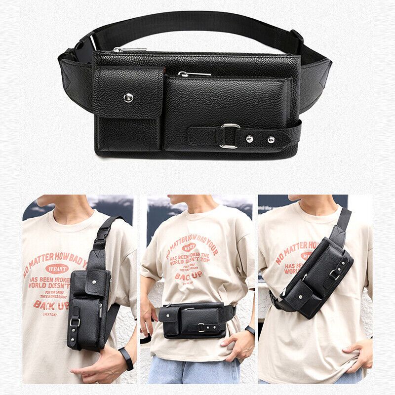 Unisex Waist Belt Bag PU Leather Hip Bum Bag/Men Bag
