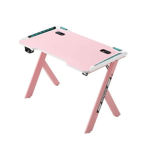 Executive Gaming Desk With Rgb Led Light - Pink