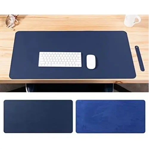 Multipurpose Microfiber Vegan Leather Desk Pad With Non-slip Base - Official Use - Blue